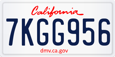 CA license plate 7KGG956