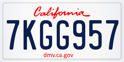 CA license plate 7KGG957