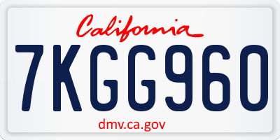 CA license plate 7KGG960