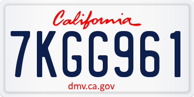 CA license plate 7KGG961