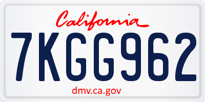 CA license plate 7KGG962