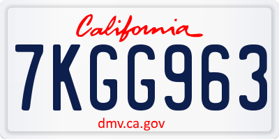 CA license plate 7KGG963