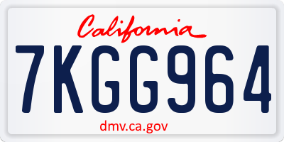 CA license plate 7KGG964