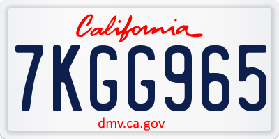 CA license plate 7KGG965