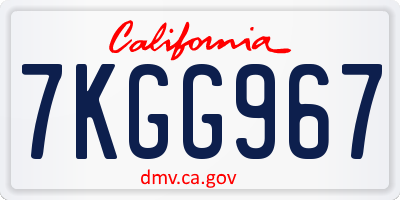 CA license plate 7KGG967