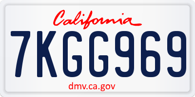 CA license plate 7KGG969