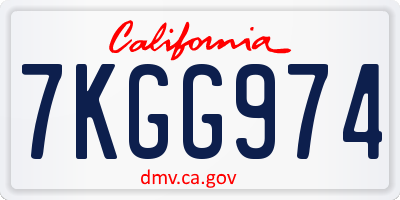 CA license plate 7KGG974