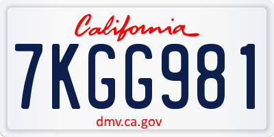 CA license plate 7KGG981