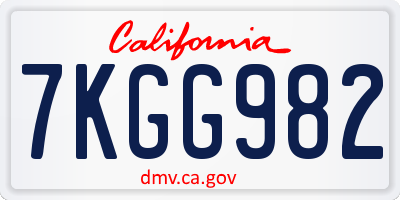 CA license plate 7KGG982