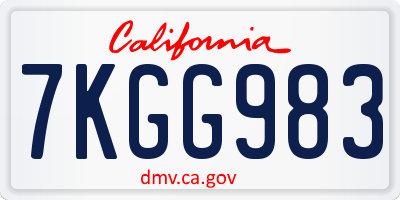 CA license plate 7KGG983