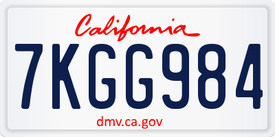 CA license plate 7KGG984