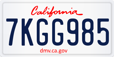 CA license plate 7KGG985