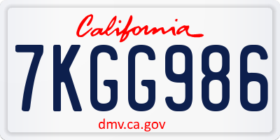 CA license plate 7KGG986