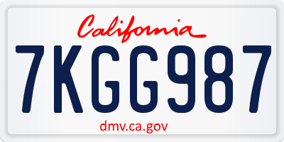 CA license plate 7KGG987