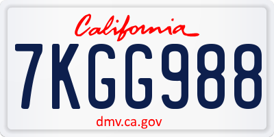 CA license plate 7KGG988