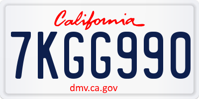 CA license plate 7KGG990