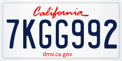CA license plate 7KGG992