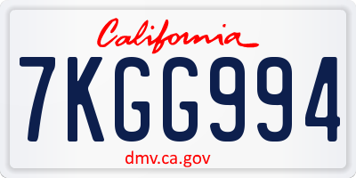 CA license plate 7KGG994
