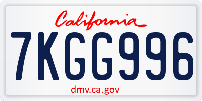 CA license plate 7KGG996