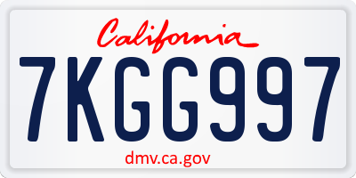 CA license plate 7KGG997