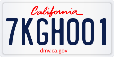CA license plate 7KGH001