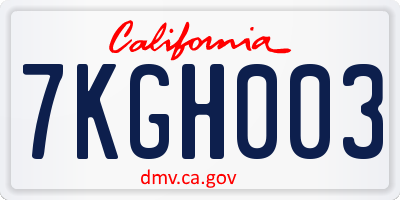 CA license plate 7KGH003