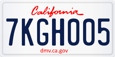 CA license plate 7KGH005