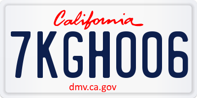 CA license plate 7KGH006