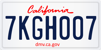 CA license plate 7KGH007