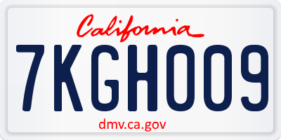 CA license plate 7KGH009