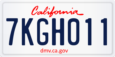 CA license plate 7KGH011