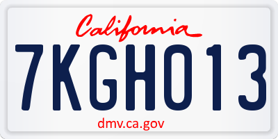 CA license plate 7KGH013