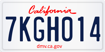 CA license plate 7KGH014