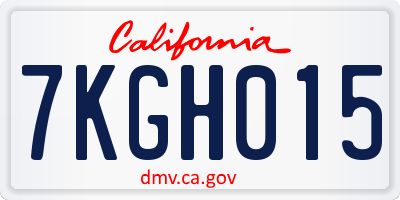 CA license plate 7KGH015