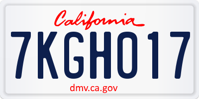 CA license plate 7KGH017