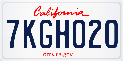 CA license plate 7KGH020