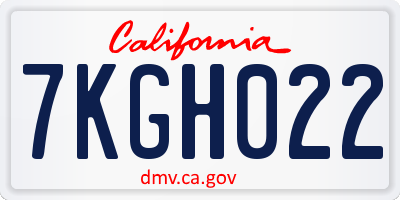 CA license plate 7KGH022