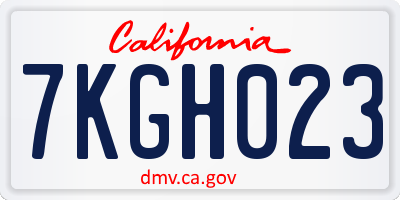 CA license plate 7KGH023