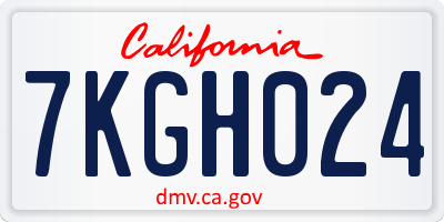 CA license plate 7KGH024