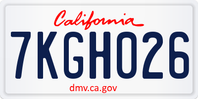 CA license plate 7KGH026