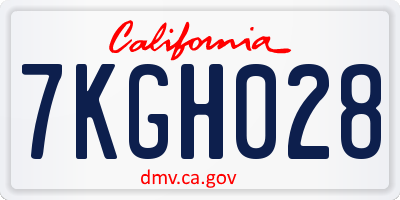 CA license plate 7KGH028