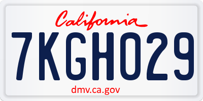 CA license plate 7KGH029