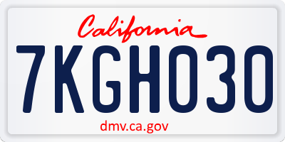 CA license plate 7KGH030