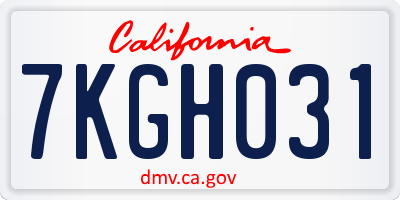 CA license plate 7KGH031