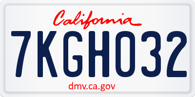 CA license plate 7KGH032