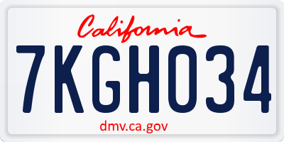 CA license plate 7KGH034