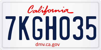CA license plate 7KGH035