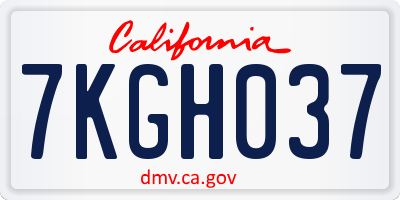 CA license plate 7KGH037