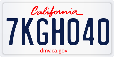 CA license plate 7KGH040