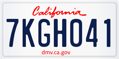 CA license plate 7KGH041
